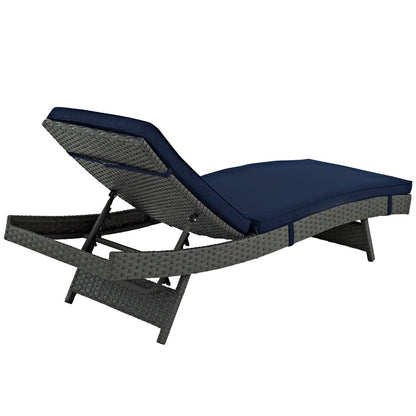 Sojourn Outdoor Patio Sunbrella Chaise in Canvas Navy by Modway (1985)