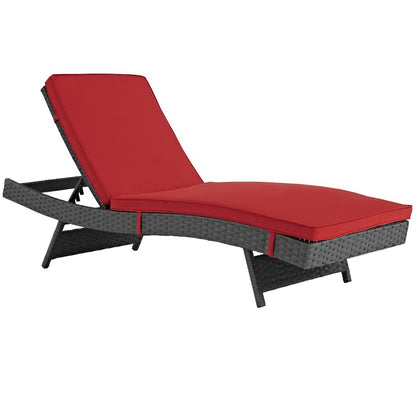 Sojourn Outdoor Patio Sunbrella Chaise in Canvas Red by Modway (1985)