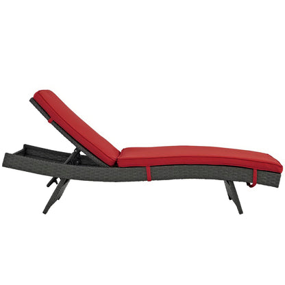 Sojourn Outdoor Patio Sunbrella Chaise in Canvas Red by Modway (1985)