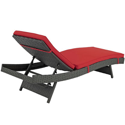 Sojourn Outdoor Patio Sunbrella Chaise in Canvas Red by Modway (1985)