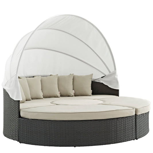 Sojourn Outdoor Patio Sunbrella Daybed in Antique Canvas Beige by Modway (1986)