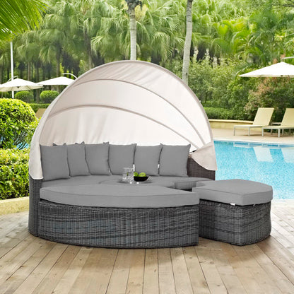 Summon Canopy Outdoor Patio Sunbrella Daybed in Canvas Gray by Modway (1997)