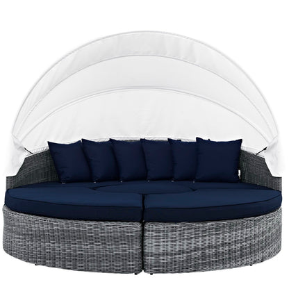 Summon Canopy Outdoor Patio Sunbrella Daybed in Canvas Navy by Modway (1997)
