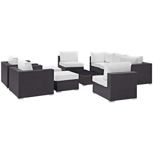 Convene 10 Piece Outdoor Patio Sectional Set in Espresso White by Modway (EEI-2169)