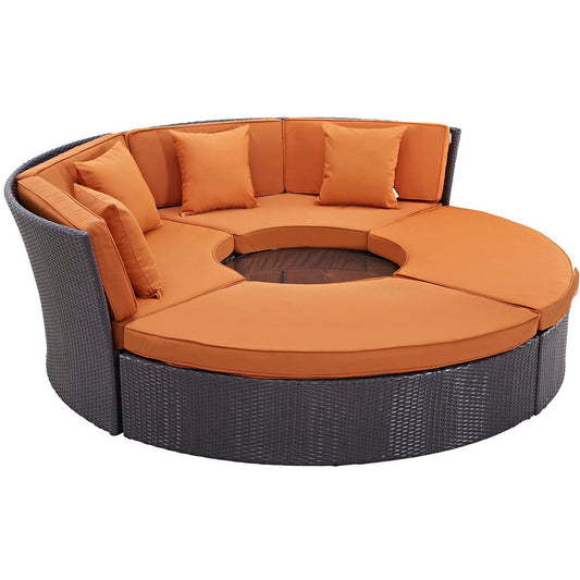 Convene Circular Outdoor Patio Daybed Set in Espresso Orange by Modway (EEI-2171)
