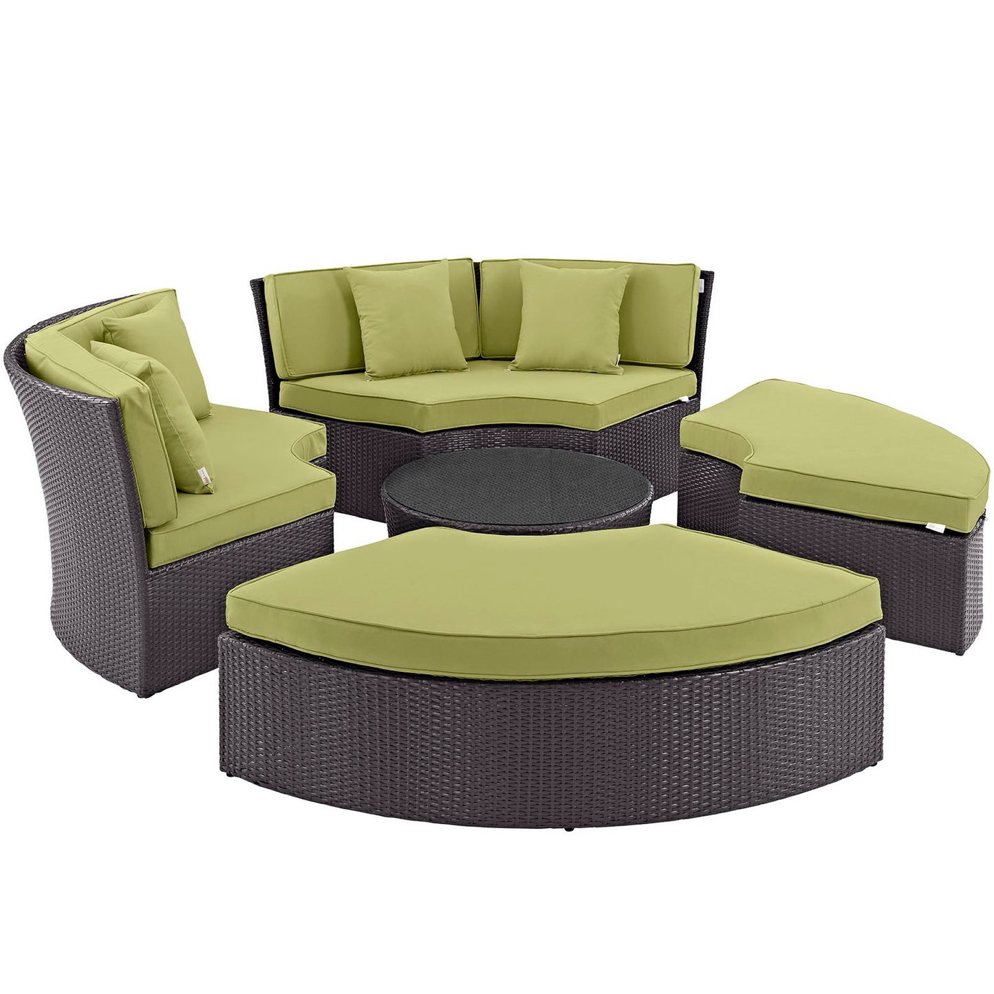 Convene Circular Outdoor Patio Daybed Set in Espresso Peridot by Modway (EEI-2171)