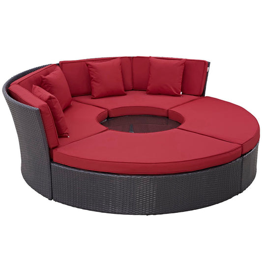 Convene Circular Outdoor Patio Daybed Set in Espresso Red by Modway (EEI-2171)