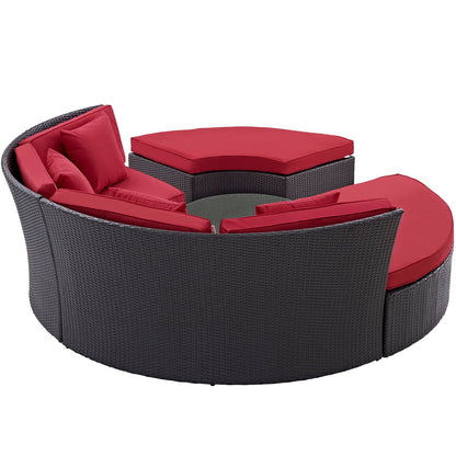 Convene Circular Outdoor Patio Daybed Set in Espresso Red by Modway (EEI-2171)