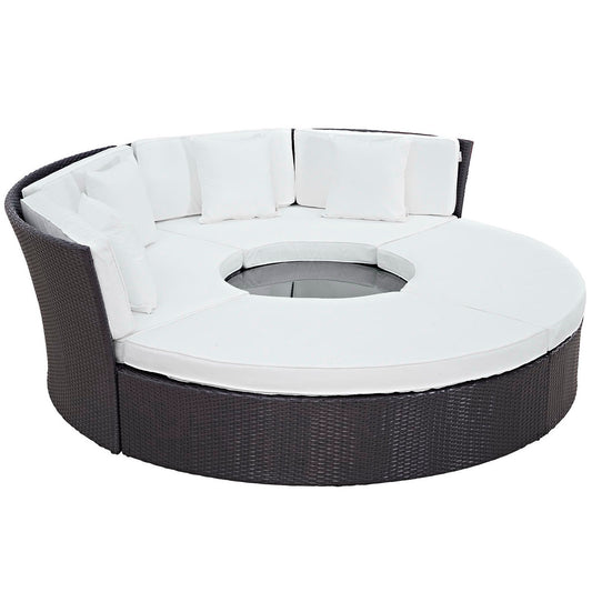 Convene Circular Outdoor Patio Daybed Set in Espresso White by Modway (EEI-2171)