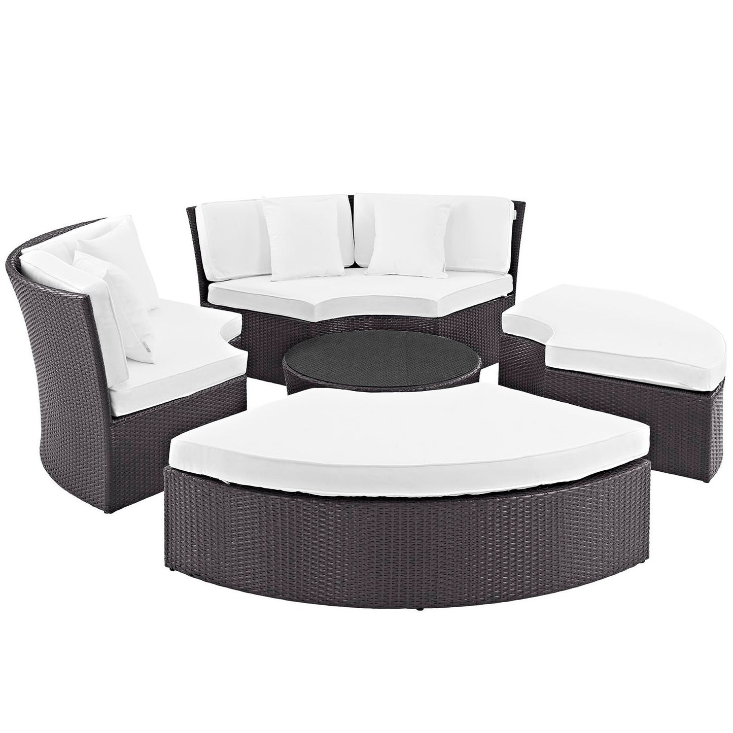 Convene Circular Outdoor Patio Daybed Set in Espresso White by Modway (EEI-2171)