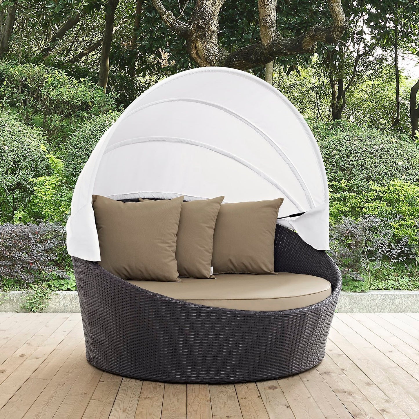 Convene Canopy Outdoor Patio Daybed in Espresso Mocha by Modway (EEI-2175)