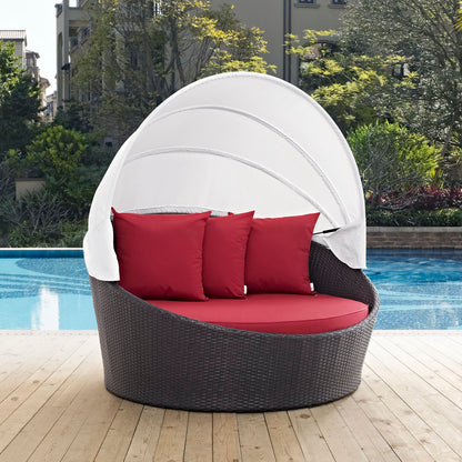 Convene Canopy Outdoor Patio Daybed in Espresso Red by Modway (EEI-2175)