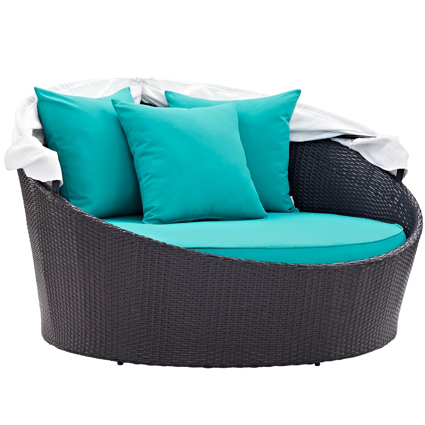 Convene Canopy Outdoor Patio Daybed in Espresso Turquoise by Modway (EEI-2175)