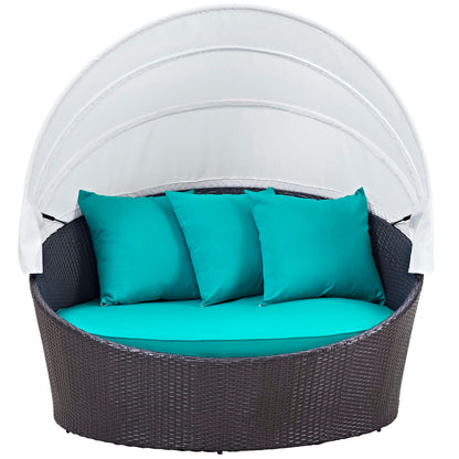 Convene Canopy Outdoor Patio Daybed in Espresso Turquoise by Modway (EEI-2175)
