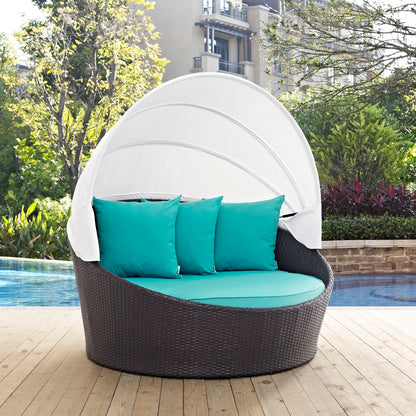 Convene Canopy Outdoor Patio Daybed in Espresso Turquoise by Modway (EEI-2175)