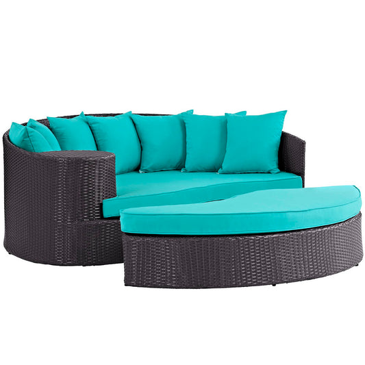 Convene Outdoor Patio Daybed in Espresso Turquoise by Modway (EEI-2176)