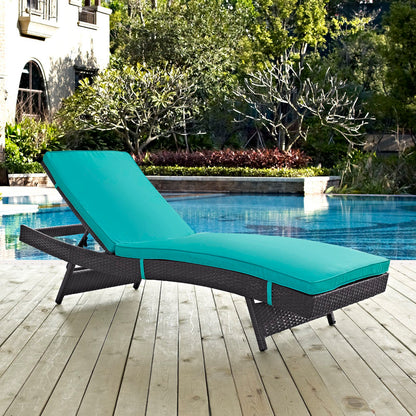 Convene Outdoor Patio Chaise in Espresso Turquoise by Modway (EEI-2179)
