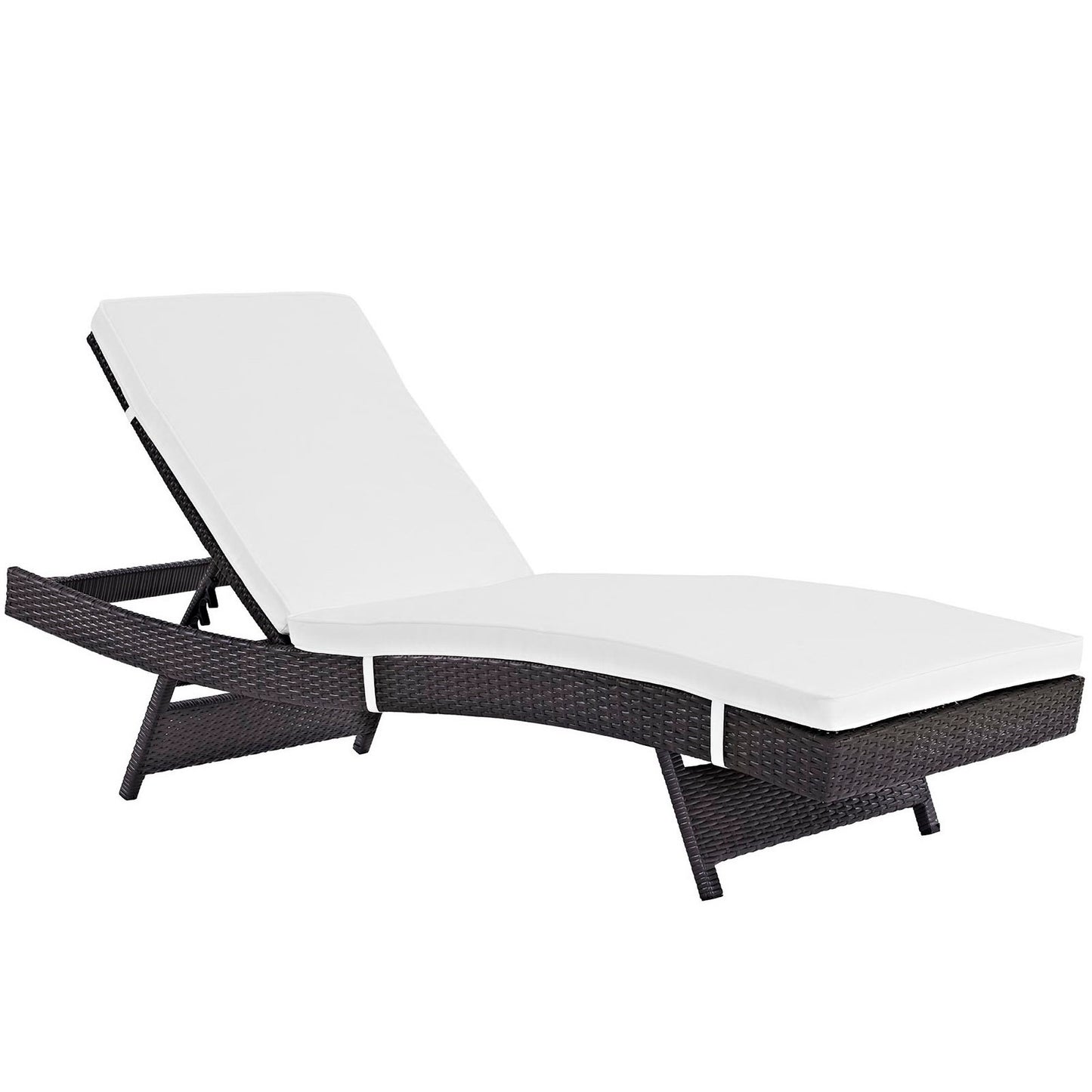 Convene Outdoor Patio Wicker Rattan Chaise (Espresso / White) by Modway Outdoor Patio Chaise Lounge Set Modway 
