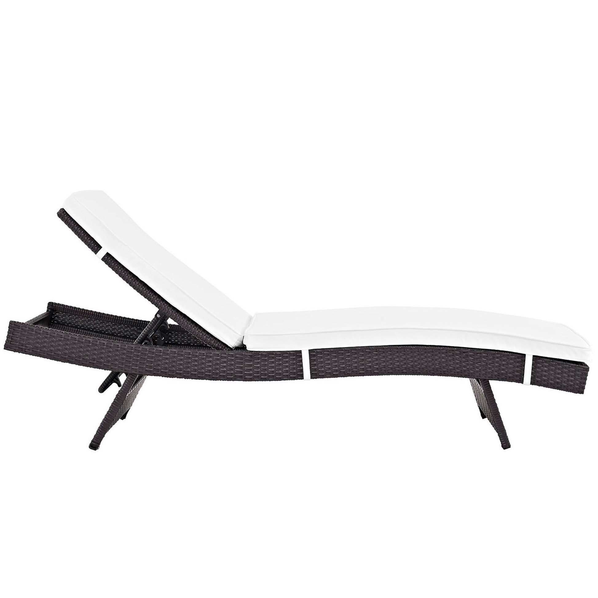 Convene Outdoor Patio Wicker Rattan Chaise (Espresso / White) by Modway Outdoor Patio Chaise Lounge Set Modway 