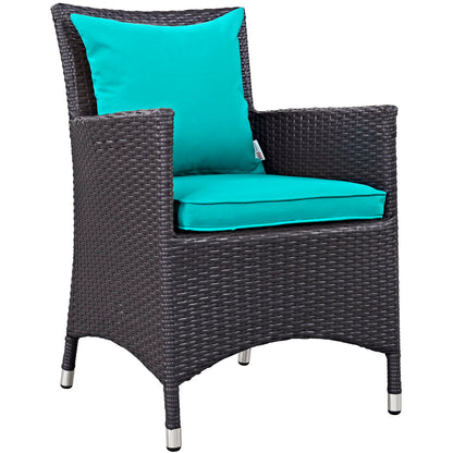 Convene 4 Piece Outdoor Patio Dining Set in Espresso Turquoise by Modway (EEI-2190)