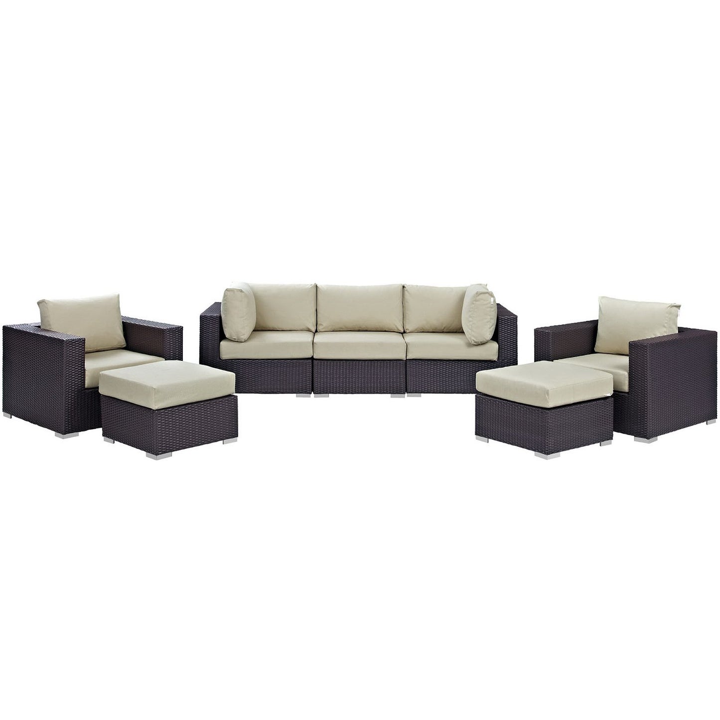 Convene 7 Piece Outdoor Patio Sectional Set in Espresso Beige by Modway (EEI-2200)