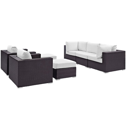 Convene 7 Piece Outdoor Patio Sectional Set in Espresso White by Modway (EEI-2200)