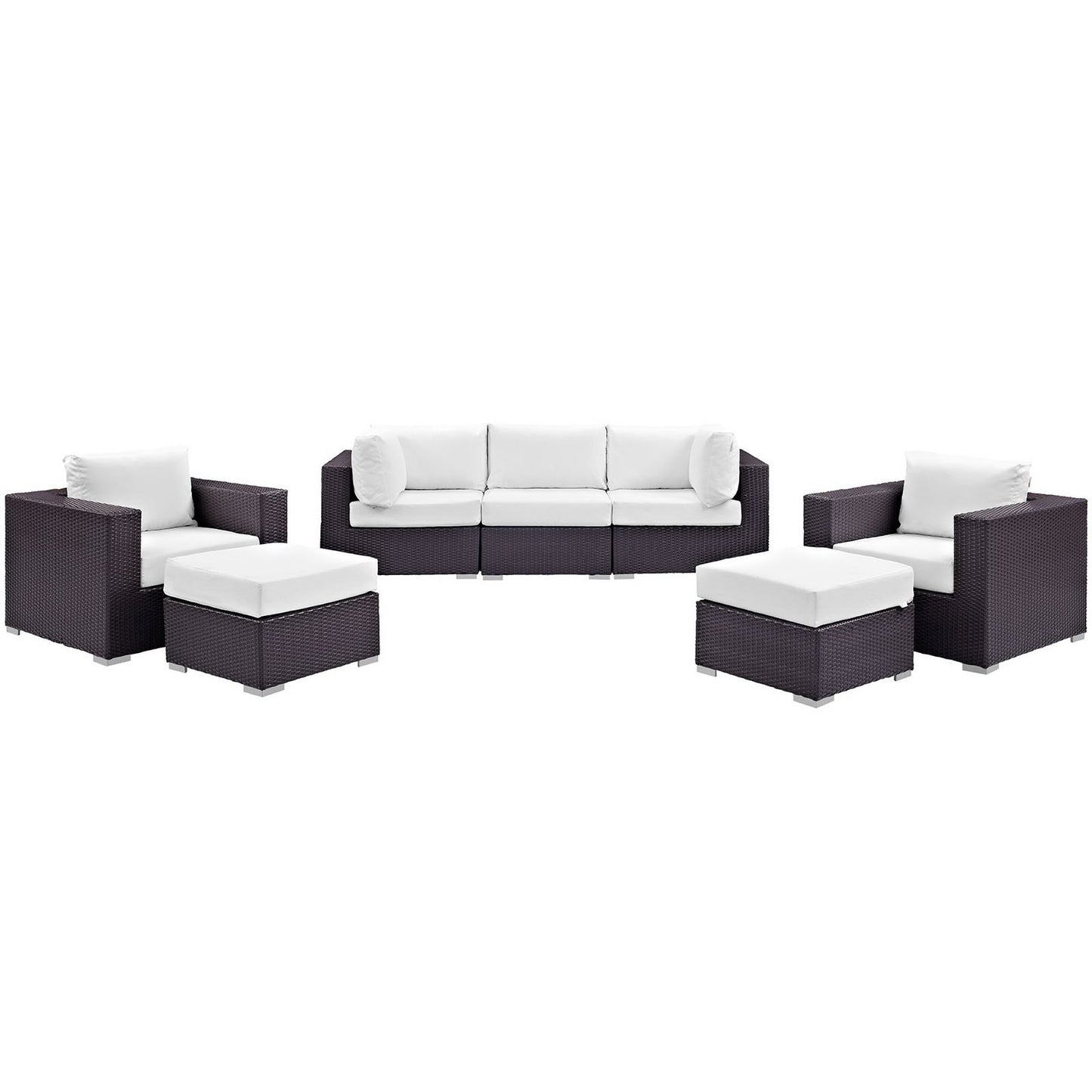 Convene 7 Piece Outdoor Patio Sectional Set in Espresso White by Modway (EEI-2200)