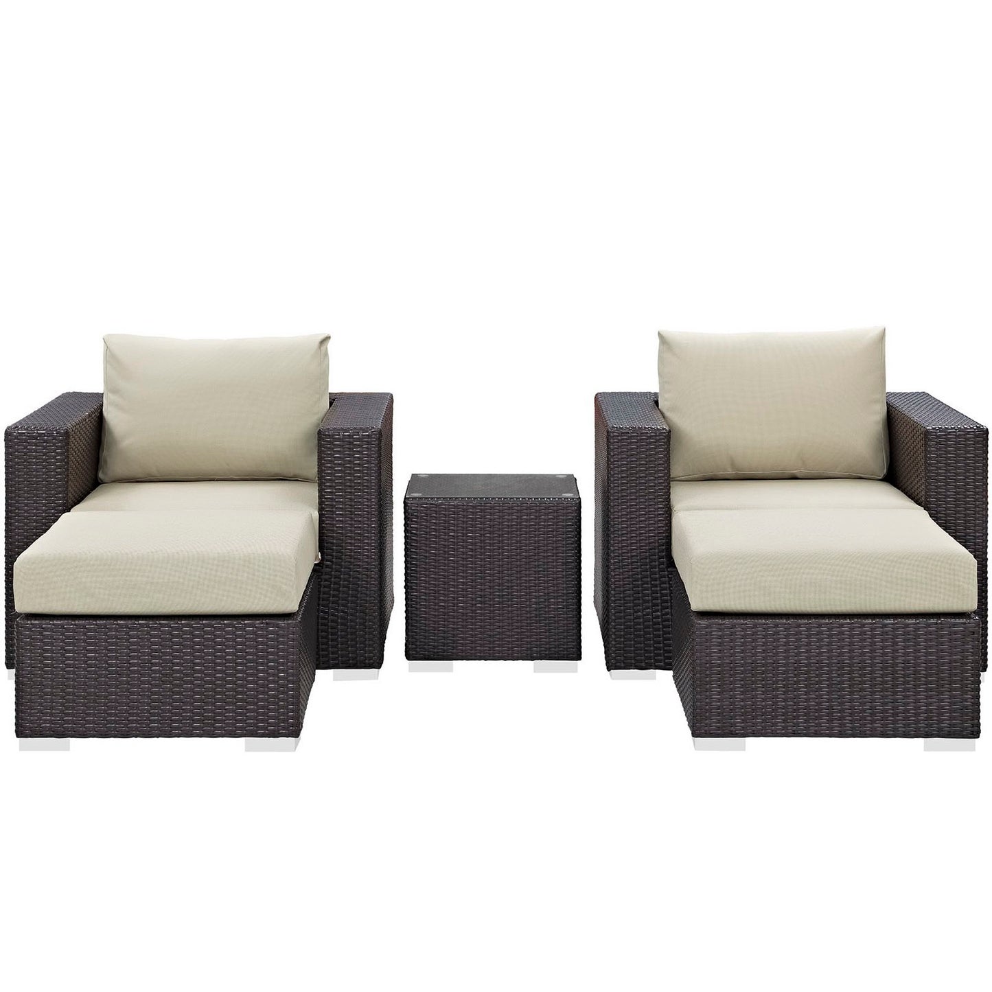 Convene 5 Piece Outdoor Patio Sectional Set in Espresso Beige by Modway