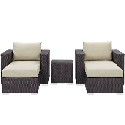 Convene 5 Piece Outdoor Patio Sectional Set in Espresso Beige by Modway