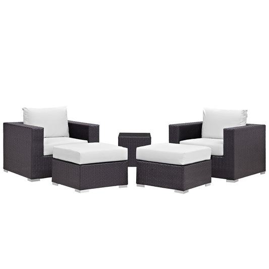 Convene 5 Piece Outdoor Patio Sectional Set in Espresso White by Modway (EEI-2201)