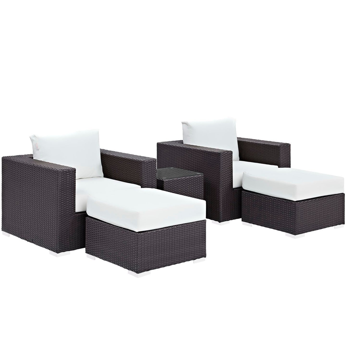 Convene 5 Piece Outdoor Patio Sectional Set in Espresso White by Modway (EEI-2201)
