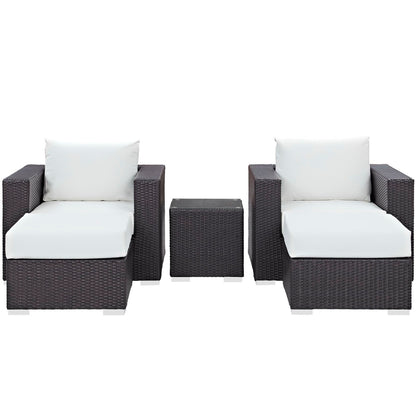 Convene 5 Piece Outdoor Patio Sectional Set in Espresso White by Modway (EEI-2201)