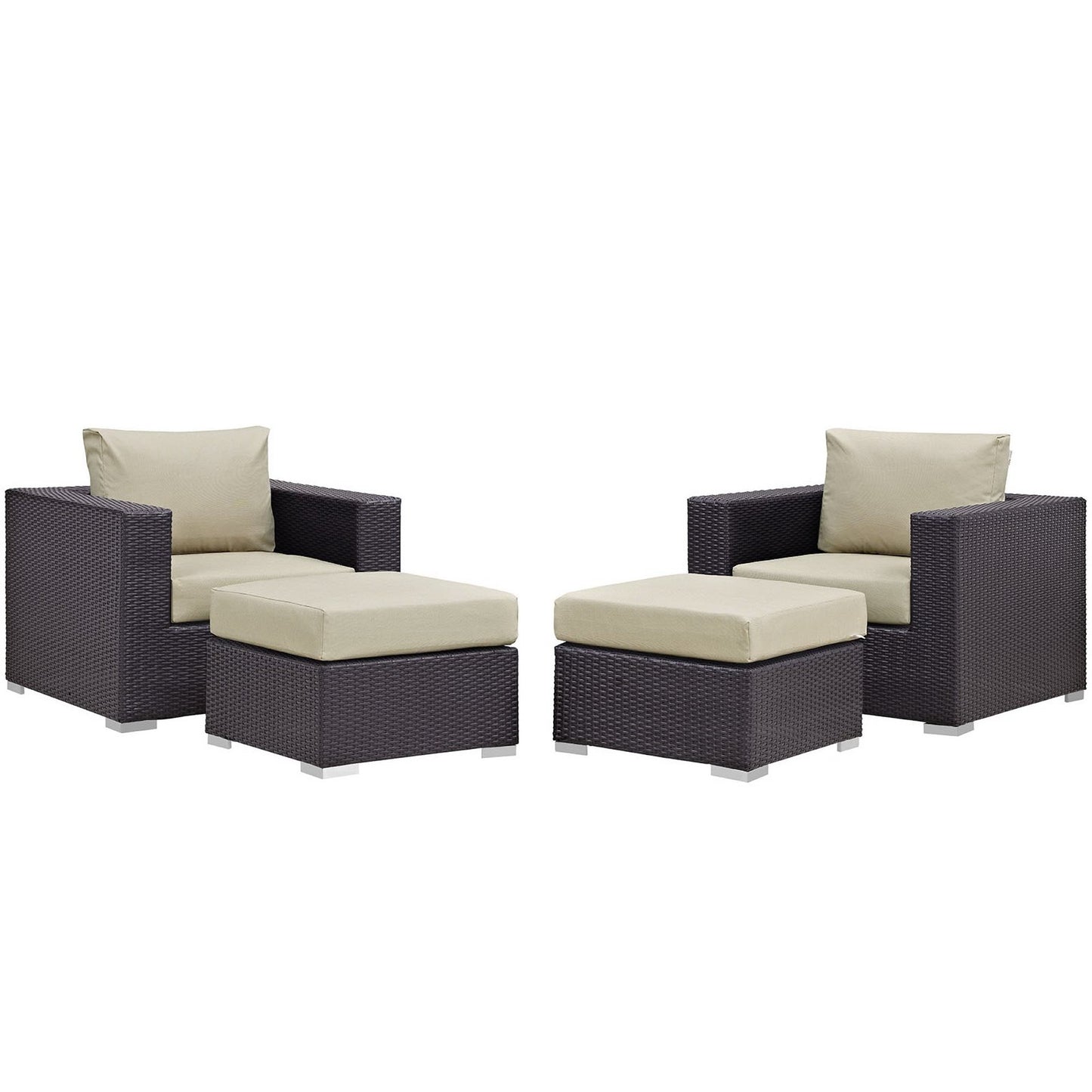 Convene 4 Piece Outdoor Patio Sectional Set in Espresso Beige by Modway