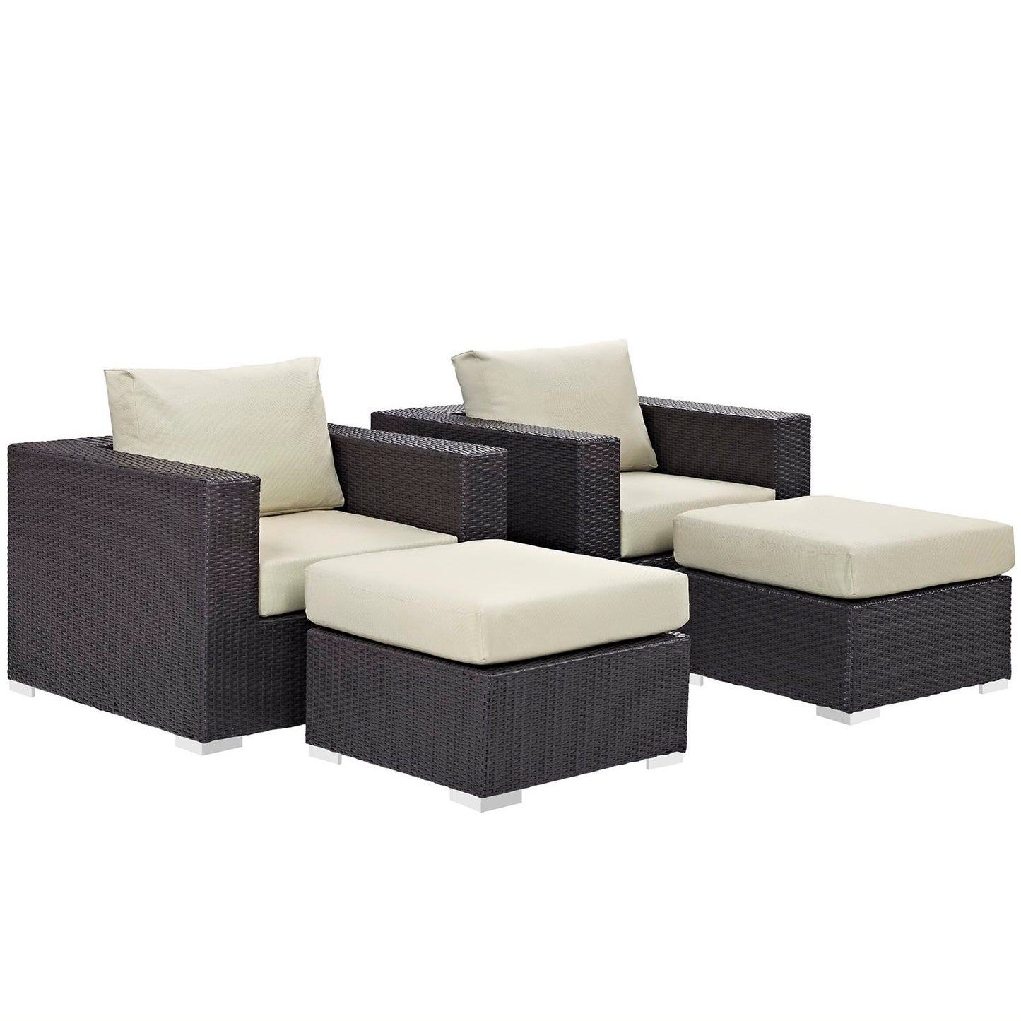 Convene 4 Piece Outdoor Patio Sectional Set in Espresso Beige by Modway