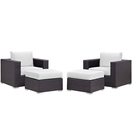 Convene 4 Piece Outdoor Patio Sectional Set in Espresso White by Modway (EEI-2202)