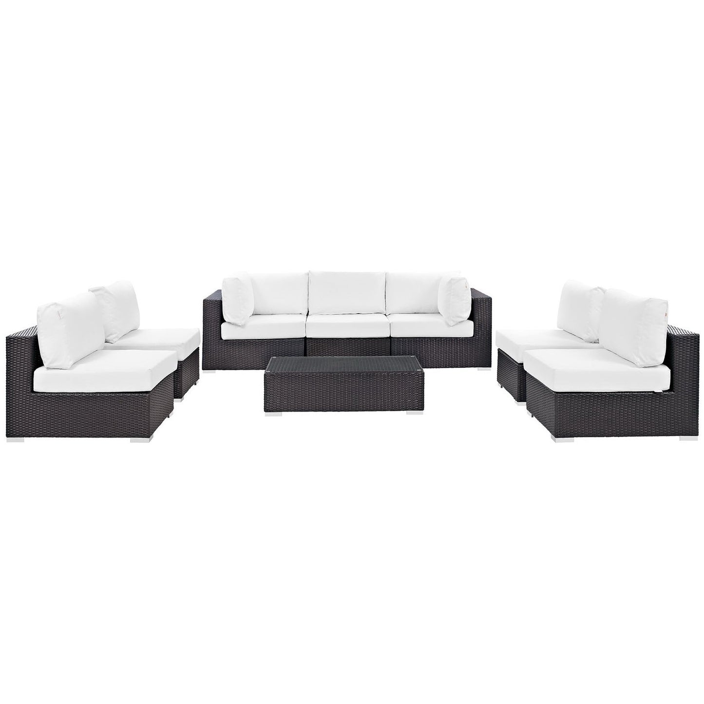 Convene Outdoor Patio Wicker Rattan 8-Piece Sectional Set (Espresso / White) by Modway Outdoor Patio Sectional Set Forever Wicker 