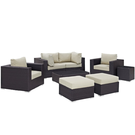 Convene 8 Piece Outdoor Patio Sectional Set in Espresso Beige by Modway