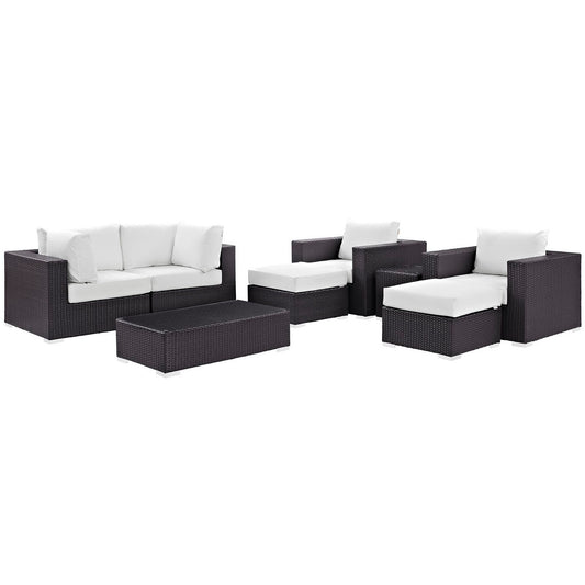 Convene 8 Piece Outdoor Patio Sectional Set in Espresso White by Modway (EEI-2206)