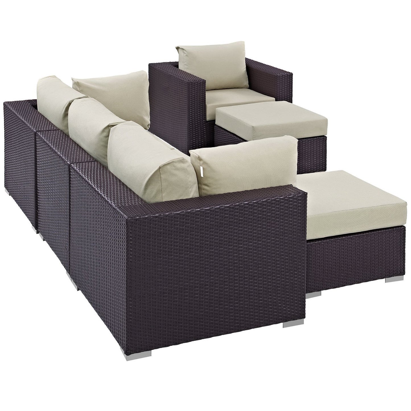 Convene 6 Piece Outdoor Patio Sectional Set in Espresso Beige by Modway (EEI-2207)