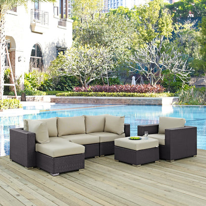 Convene 6 Piece Outdoor Patio Sectional Set in Espresso Beige by Modway (EEI-2207)