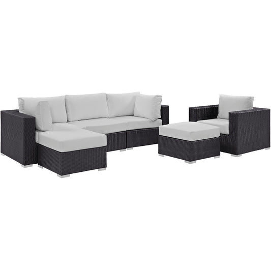 Convene 6 Piece Outdoor Patio Sectional Set in Espresso White by Modway (EEI-2207)