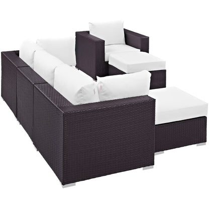 Convene 6 Piece Outdoor Patio Sectional Set in Espresso White by Modway (EEI-2207)