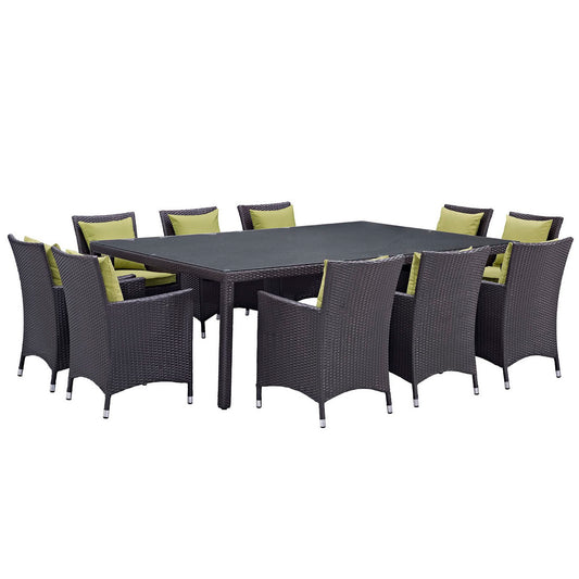 Convene 11 Piece Outdoor Patio Dining Set in Espresso Peridot by Modway (EEI-2240)