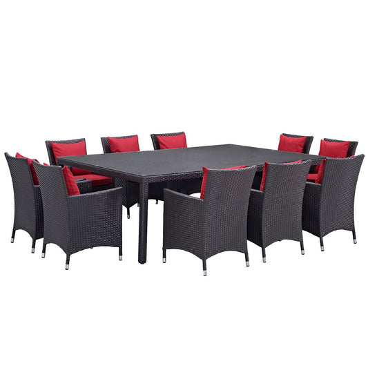 Convene 11 Piece Outdoor Patio Dining Set in Espresso Red by Modway (EEI-2240)