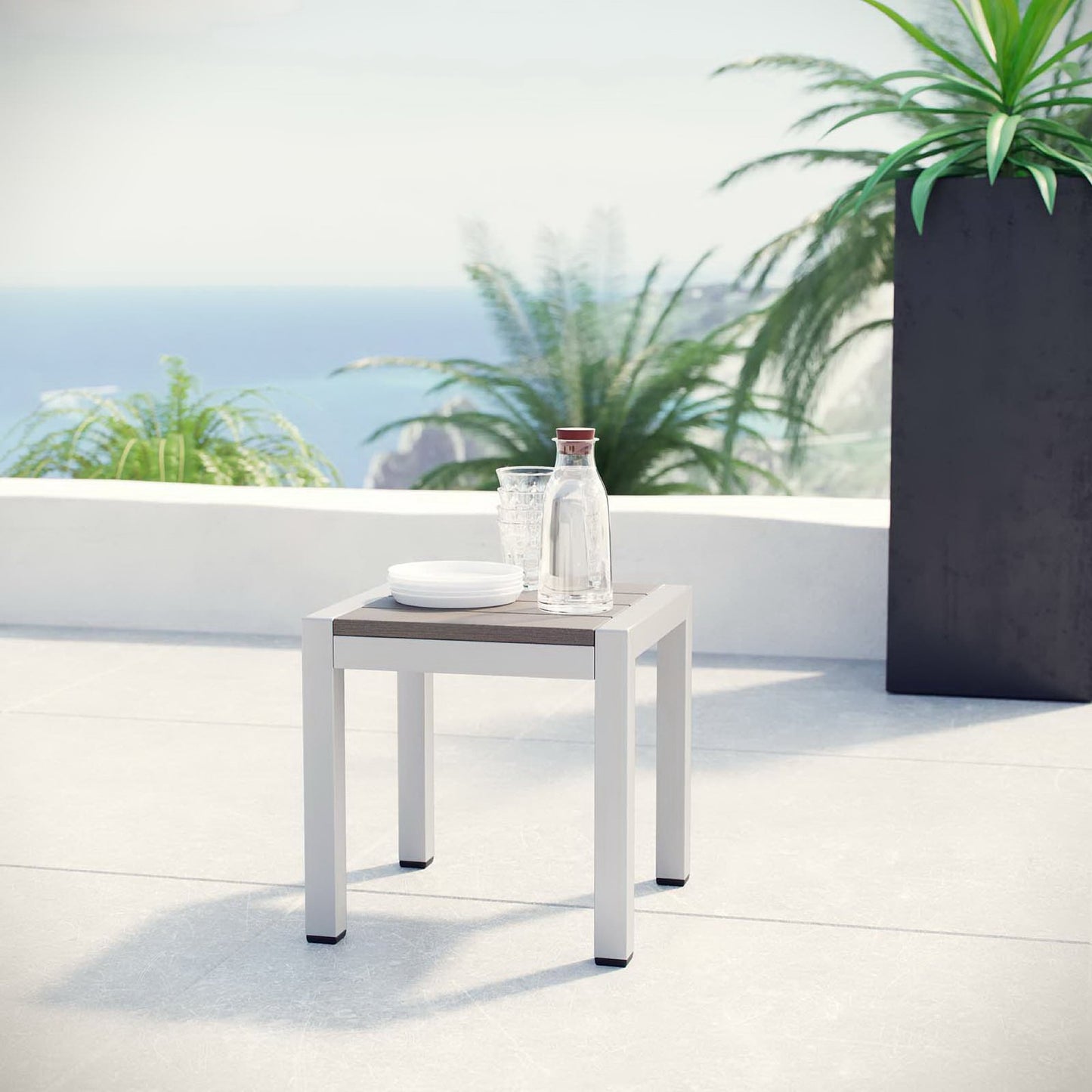 Shore Outdoor Patio Aluminum Side Table in Silver Gray by Modway (2248)