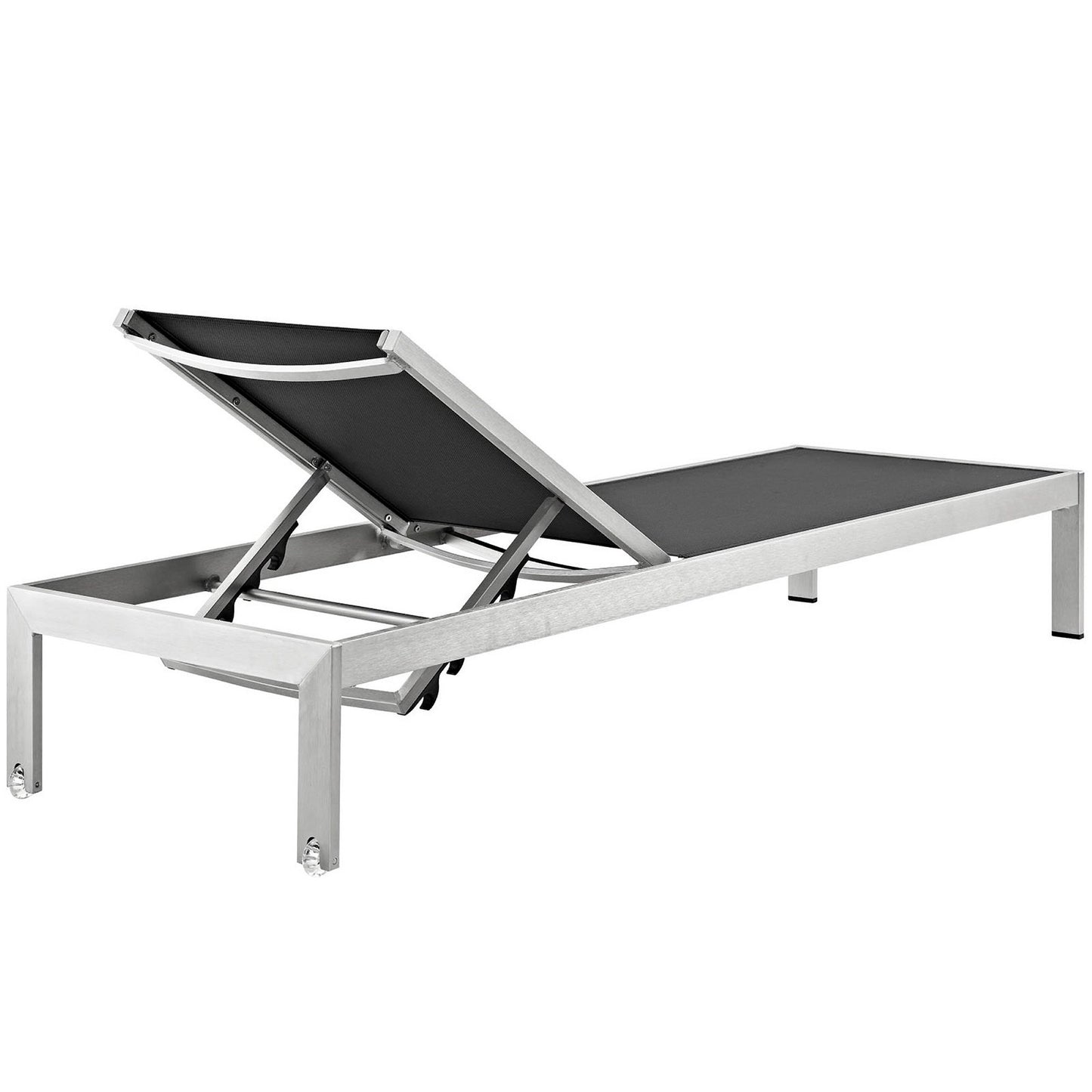 Shore Outdoor Patio Aluminum Mesh Chaise in Silver Black by Modway (2249)