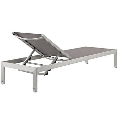 Shore Outdoor Patio Aluminum Mesh Chaise in Silver Gray by Modway (2249)