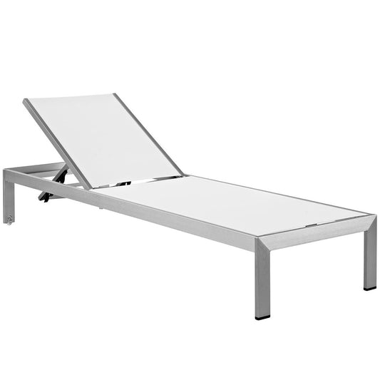 Shore Outdoor Patio Aluminum Mesh Chaise in Silver White by Modway (2249)