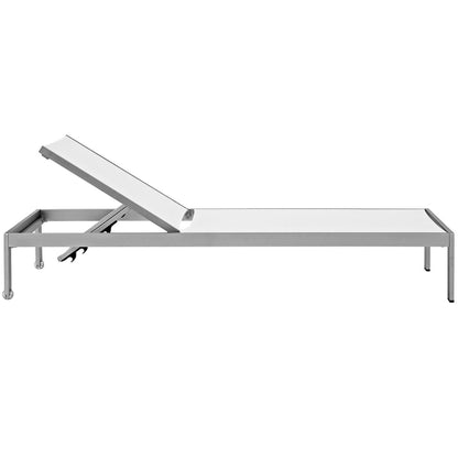 Shore Outdoor Patio Aluminum Mesh Chaise in Silver White by Modway (2249)