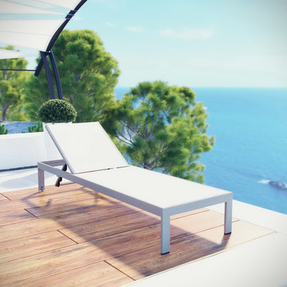 Shore Outdoor Patio Aluminum Mesh Chaise in Silver White by Modway (2249)